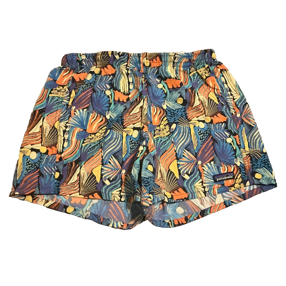 Patagonia Women's Baggies Nylon Shorts Joy Pitch Blue Reef Print 27x4 Inches